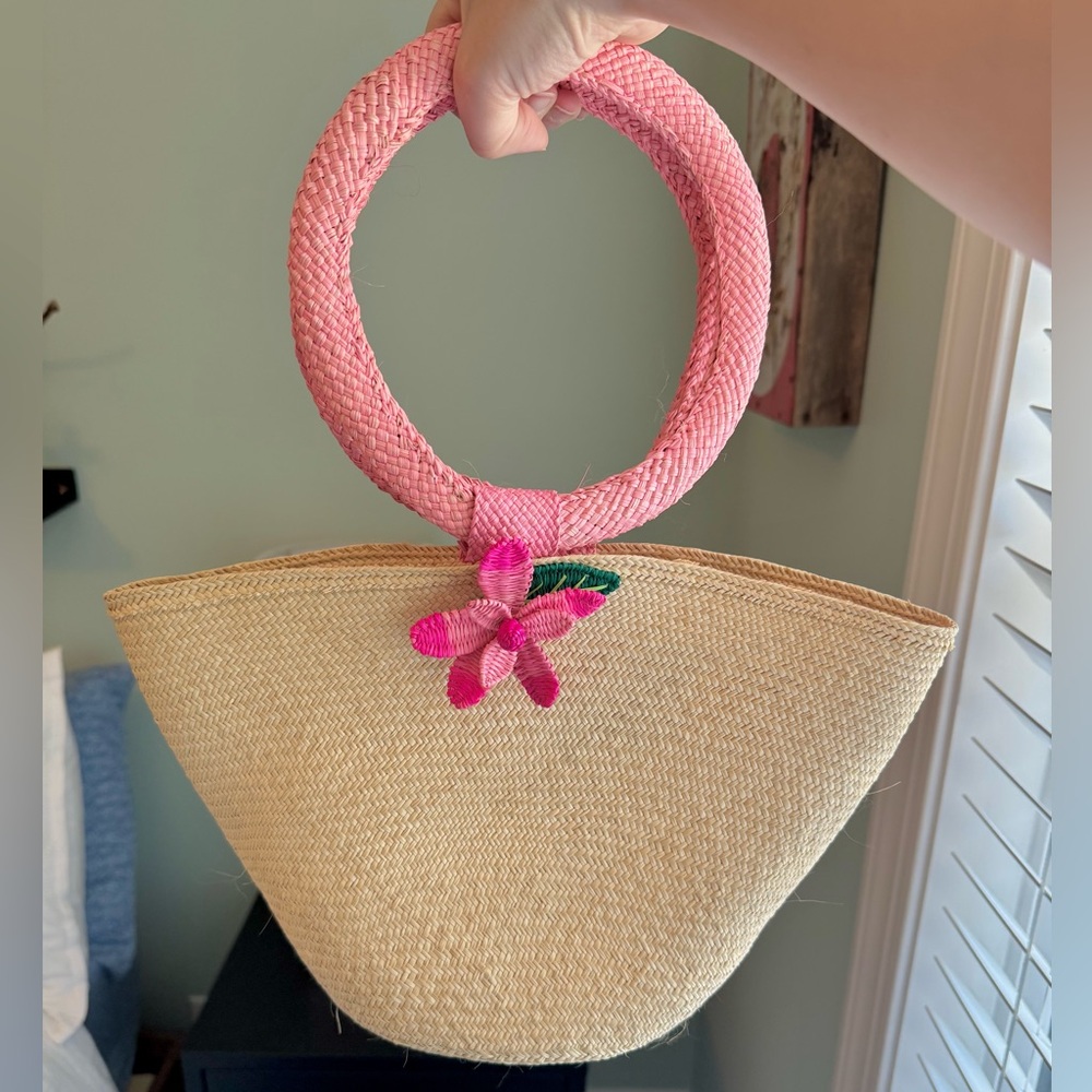 New Victoria Dunn Design Pink Hibiscus Woven Bag